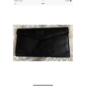 Buxton Women's Black Leather Long Bifold Organizer Wallet with Floral Emboss